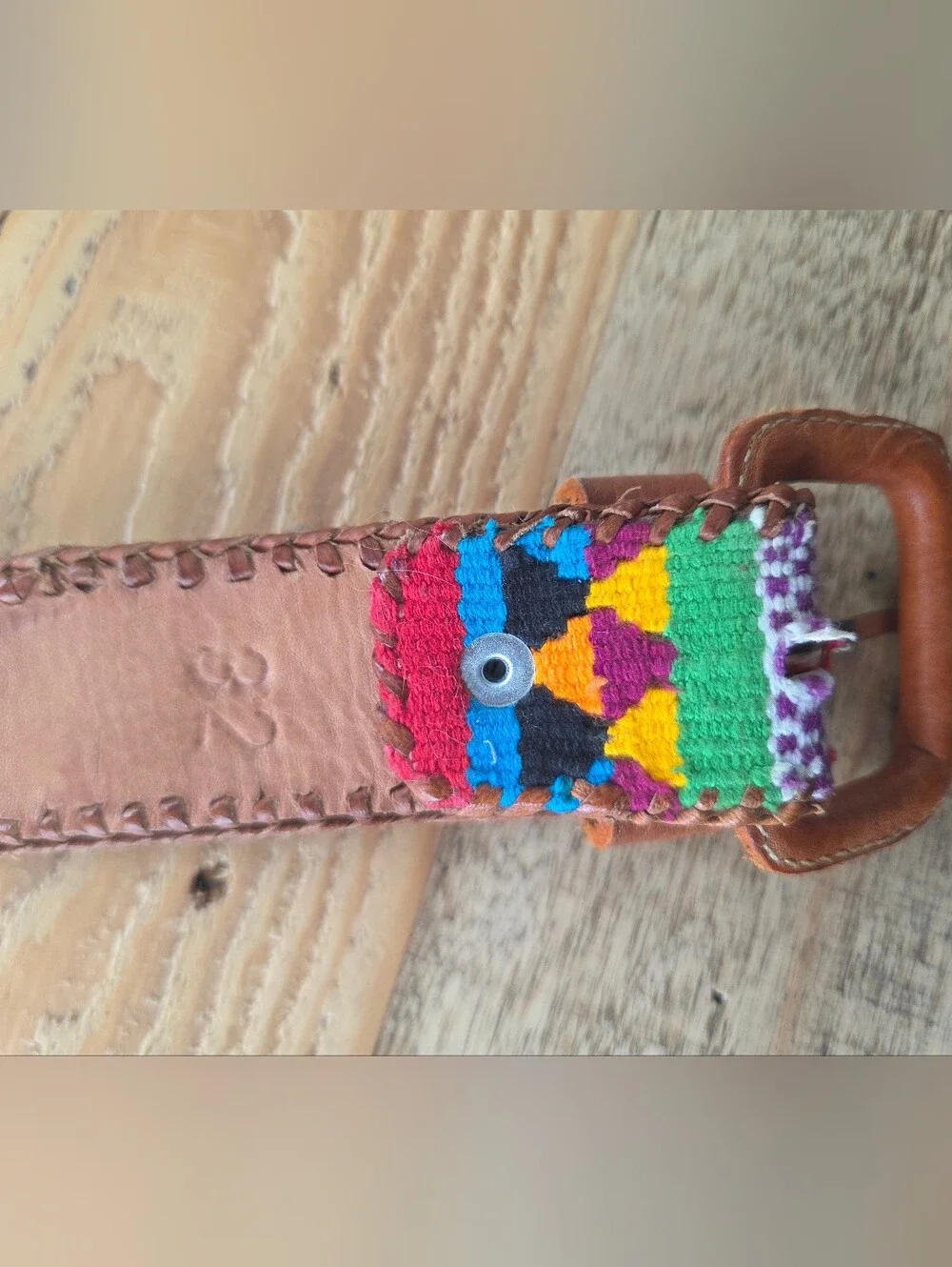 Traditional Guatemalan Vibrant Woven Embroidered Colorful Belt Size 32